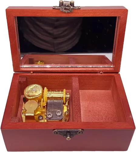 Miniatura 6 de Youtang You are My Sunshine - Caja de música de joyería con espejo, caja musical de madera grabada con láser, caja de música a cuerda, regalo