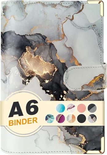 Miniatura 13 de Carpeta A6 recargable de piel sintética con 6 anillas, cubierta para cuaderno pequeño para papel de relleno A6, cubierta de planificador personal