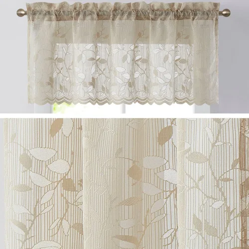 Miniatura 12 de HLC.ME Joyce - Cortina de encaje transparente para cocina, cafetería, para ventanas pequeñas, cocina y baño, 30 pulgadas de ancho x 36 pulgadas