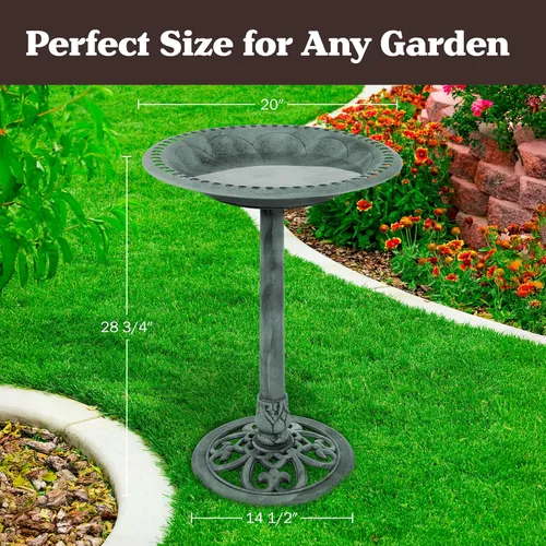 Miniatura 6 de Pure Garden 50-LG1072 Baño para Pájaros Antiguo - Bebedero para Pájaros de Resina Resistente a la Intemperie con Diseño de Volutas Vintage, 3 Verde