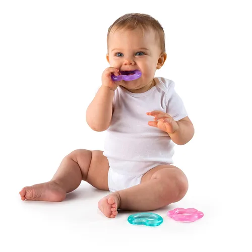 Miniatura 9 de Bright Starts Everything Nice Juguetes de Dentición Conjunto de 9 Piezas - Sonajeros sin BPA y Mordedores Enfriables, Juguetes para Bebés Morados