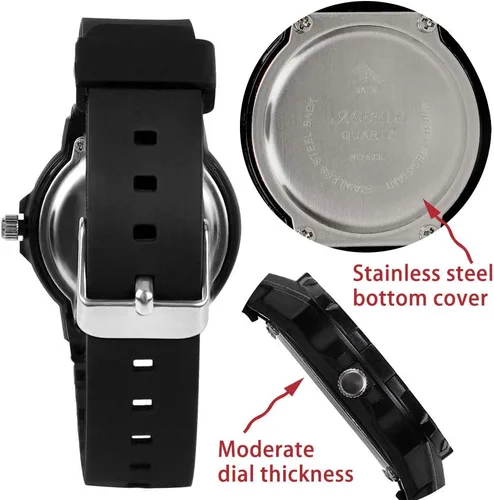 Miniatura 5 de Reloj analógico para niños, resistente al agua, para enseñar el tiempo, para niños y niñas, correa suave para aprender