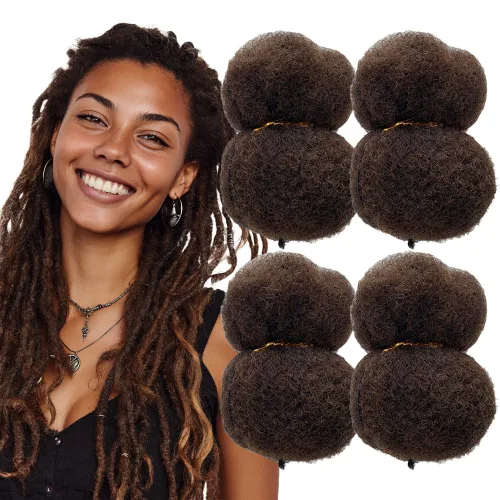 Miniatura 14 de Cabello humano afro ajustado para rastas, ideal para hacer mechas, reparar extensiones, torcer o trenzas, 4 manojos por paquete, rubio claro #613