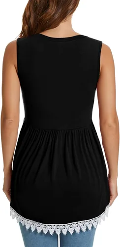 Miniatura 6 de Xpenyo Camiseta sin mangas de maternidad para mujer, con encaje de ganchillo, peplum