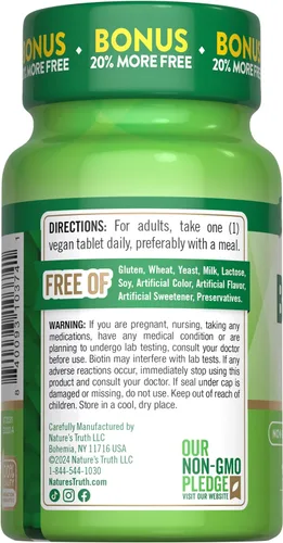 Miniatura 7 de Biotin 1000mcg 120 tabletas Pastillas para la piel y las uñas Vegetariano, sin OMG, suplemento sin gluten por Nature's Truth
