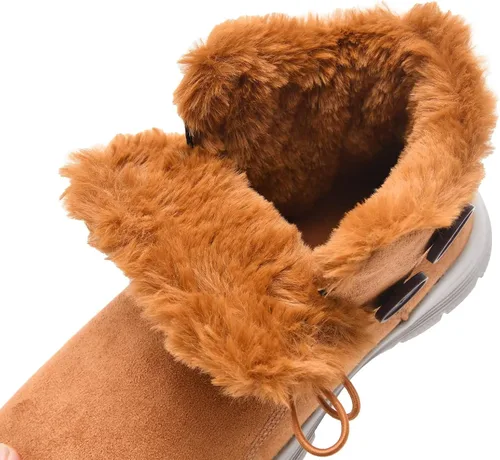 Miniatura 2 de LANCROP Botas de nieve de invierno para mujer, con forro de piel, botines de tobillo sin cordones, cálidos, impermeables, para exteriores