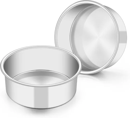 TeamFar 5 Inch Cake Pan Set of 2, Stainless Steel Small Layer Cake Baking Pans Tins, Round Bakeware for Birthday Wedding Party, Non-Toxic & Healthy,