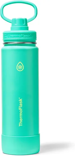 Miniatura 30 de ThermoFlask Botella de agua aislada con tapa de boquilla, a prueba de fugas, botella de agua de acero inoxidable para bebidas frías y calientes