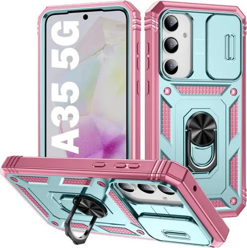 Miniatura 63 de PASNEW Funda para Samsung Galaxy A54, Soporte Metálico y Cubierta Deslizante para Cámara, Militar Multicapa Resistente de Cuerpo Completo a Prueba