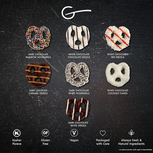 Miniatura 3 de Gluten Free Palace Caja de regalo gourmet para las fiestas, pretzels cubiertos de chocolate, golosinas de Navidad y Acción de Gracias, sin gluten