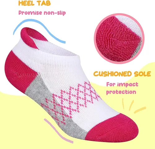 Miniatura 3 de Calcetines para niñas paquete de 6 calcetines atléticos al tobillo para niños suela acolchada calcetines casuales de corte bajo para niños pequeños