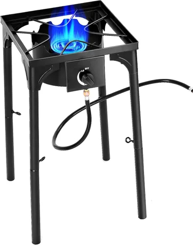 Giantex Estufa de un solo quemador al aire libre, soporte de quemador de alta presión máx. 100,000 BTU, regulador de 0-20 PSI patas desmontables,