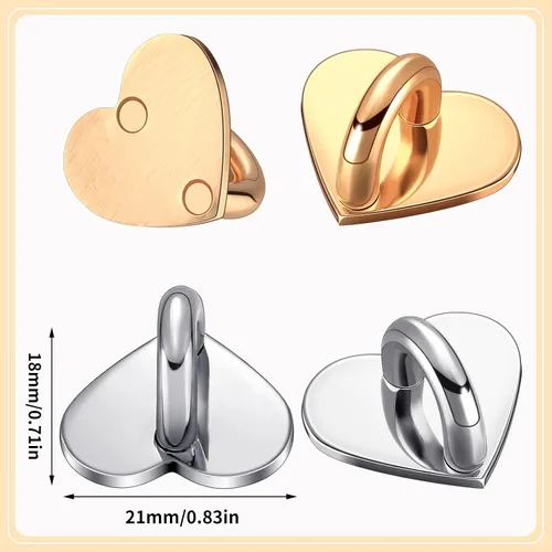 Miniatura 2 de Moxweyeni 8 Piezas Anillo de Dedo para Teléfono Celular Adhesivo Metal Soporte de Agarre con Lazo Soporte Charm en Forma de Corazón Gancho