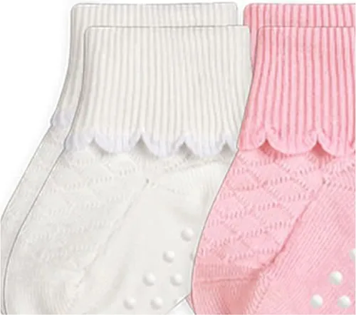 Miniatura 3 de Jefferies Socks Paquete de 6 puños festoneados antideslizantes para bebé niña