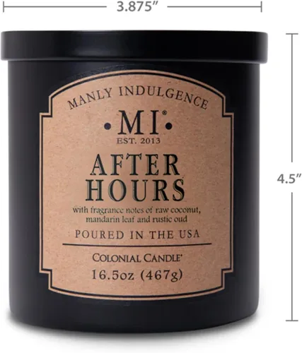 Miniatura 3 de Manly Indulgence After Hours - Velas perfumadas para hombres, 16.5 onzas, una sola mecha, cera de mezcla de soja premium, 60 horas de combustión