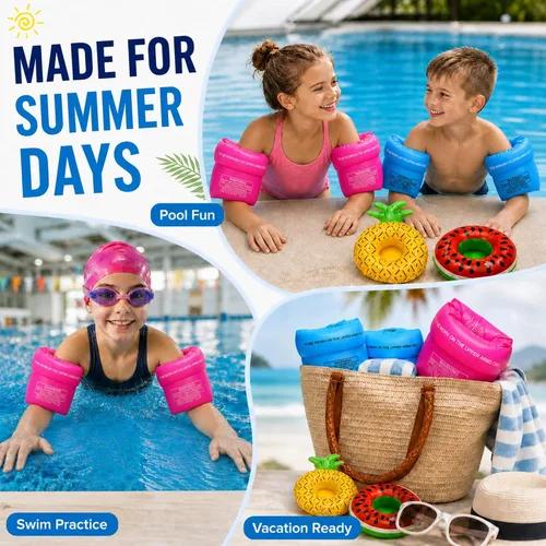 Miniatura 4 de Paquete de 4 a 6 flotadores de PVC para adultos y niños, bandas inflables de natación, alas de agua, mangas flotantes, anillos de natación, brazos