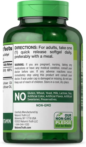 Miniatura 7 de Nature's Truth Vitamina D3 5000 UI cápsulas blandas 400 unidades Alta potencia Suplemento sin OMG y sin gluten