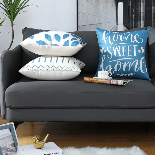 Miniatura 7 de Fundas de almohada de 18 x 18 pulgadas, fundas de almohada cuadradas de 18 x 18 pulgadas, juego de 4 fundas de almohada cuadradas bohemias y Azul