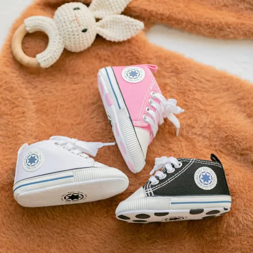 Miniatura 2 de KIDSUN - Zapatos deportivos unisex de caña alta para bebés, mezclilla de lona, suela antideslizante, suaves, para los primeros pasos