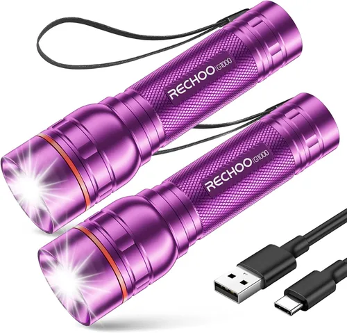 Miniatura 17 de RECHOO Linterna recargable, 1 unidad, luz brillante de grado militar, altos lúmenes con enfoque ajustable y 3 modos de iluminación, linterna LED