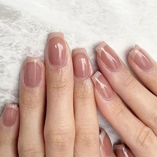 Miniatura 29 de 24 uñas postizas a presión de punta francesa, uñas acrílicas medianas falsas/falsas con diamantes de imitación de flores, diseños de punta francesa