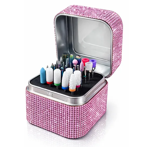 Miniatura 8 de Juego de brocas para uñas con estuche de almacenamiento: 30 piezas de 3/32 pulgadas de carburo de diamante y cerámica, kit profesional de salón