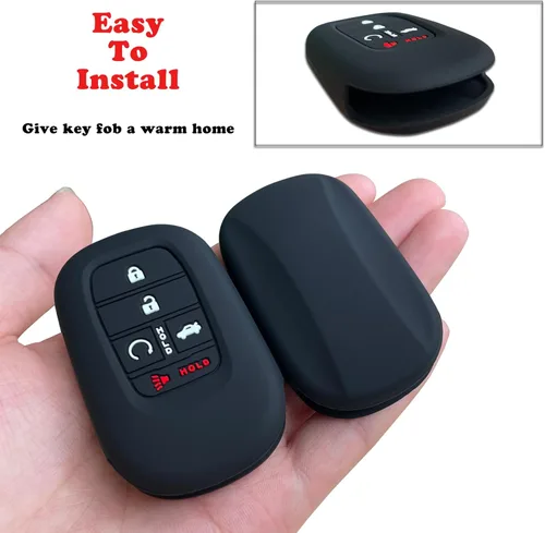 Miniatura 4 de TANDRIVE Funda para llavero (5 botones) Honda 2026 2025-2022 Civic Accord CR-V HR-V Pilot y 2026 Passport, silicona, paquete de 2, negro rojo