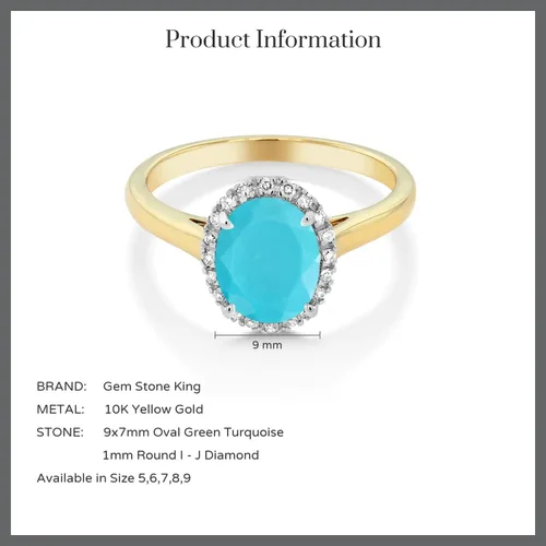 Miniatura 48 de Gem Stone King Anillo de compromiso ovalado de oro amarillo de 10 quilates con piedra natal y halo de diamantes Ovalado de 0.354 x 0.276 in