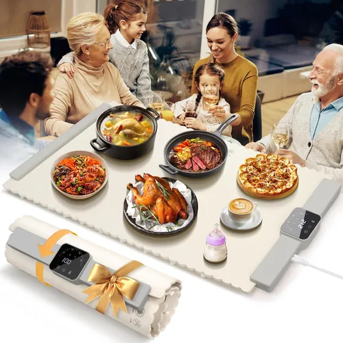 Miniatura 11 de Tapete de calentamiento para alimentos, tapete de calentamiento rápido de alimentos de superficie completa, bandeja de calentamiento eléctrica