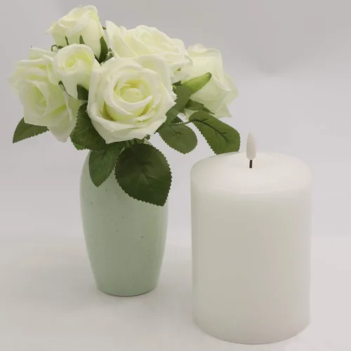 Miniatura 3 de GenSwin Velas LED parpadeantes sin llama de 4 x 6.5 pulgadas, funcionan con pilas con temporizador de 6 horas, velas votivas de cera real cálida