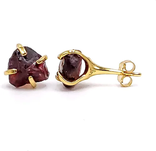 Miniatura 116 de Aretes de piedra preciosa natural en bruto con oro amarillo sobre plata de ley 925, 6 a 0.276 in, regalo de piedra de nacimiento de calidad genuina
