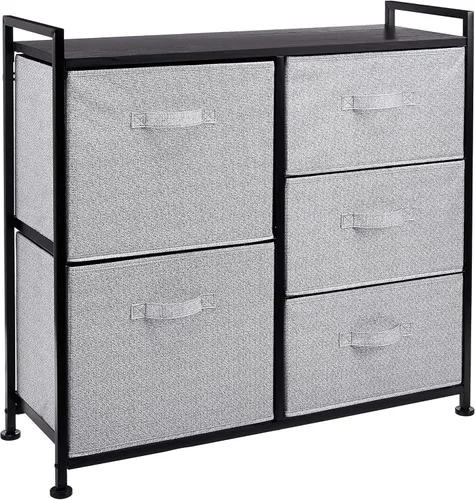 Amazon Basics Cajones organizadores de armario con 5 unidades de almacenamiento de tela, color negro