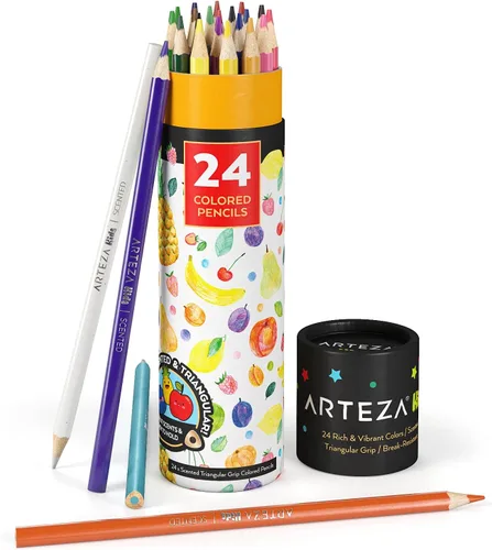 Arteza Kids - Juego de 24 lápices de colores perfumados, colores fáciles de agarrar, forma triangular, preafilados, suministros de arte y escuela