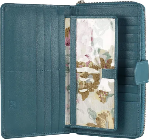 Miniatura 7 de Cartera grande de piel para mujer con bloqueo de identificación por radiofrecuencia