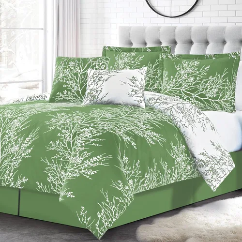 Miniatura 14 de Spirit Linen - Cama individual en una bolsa, ropa de cama reversible de 5 piezas de gran tamaño con funda y falda de cama a juego, elegante Azul