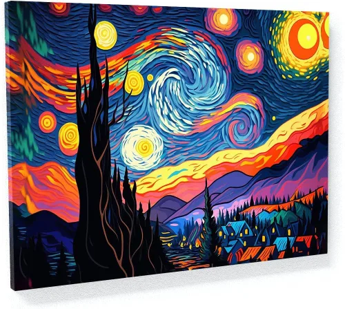 Miniatura 16 de Sense Canvas Pop Art The Starry Night 20 - Lienzo decorativo para decoración del hogar, póster grande de 40 x 30 pulgadas, 0.75 pulgadas