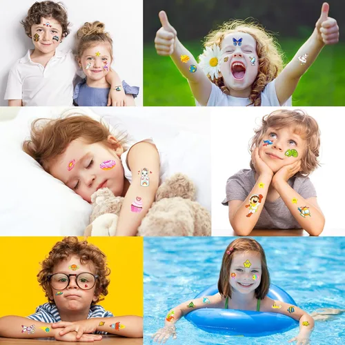 Miniatura 3 de Habett Tatuajes temporales para niños, más de 300 estilos mixtos de tatuajes temporales, juego de calcomanías para niñas y niños, dinosaurio