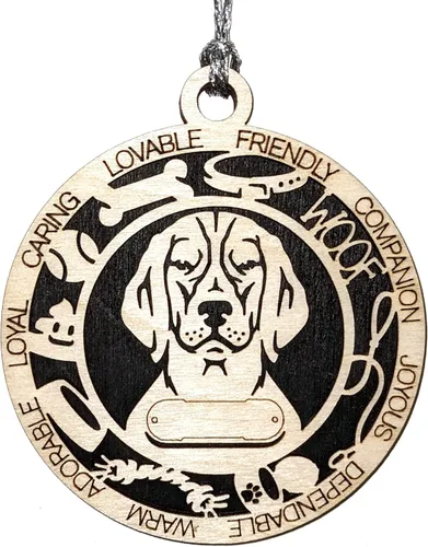 Miniatura 92 de Adorno de Navidad personalizado de madera para perro de 3 pulgadas, nombre y texto personalizables, hecho a mano en Estados Unidos, diseño de corte