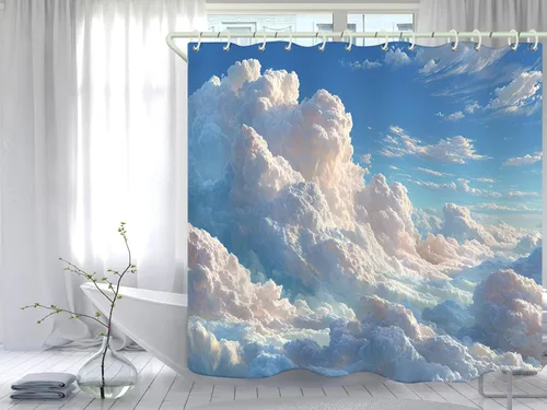 Miniatura 11 de Juego de cortinas de ducha de lámina dorada de ágata amatista (con 12 ganchos blancos en C), cortina de baño de tela de geoda impermeable