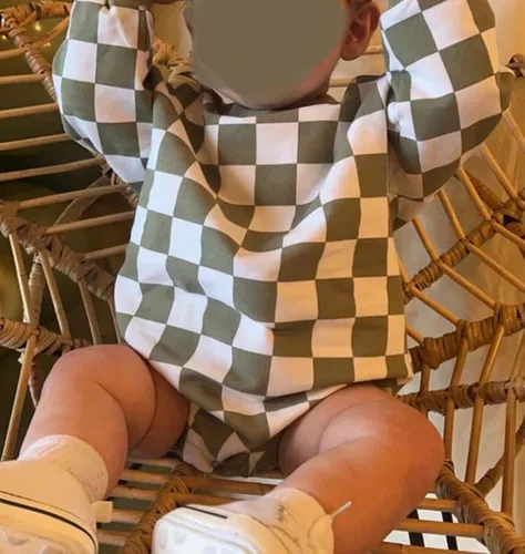 Miniatura 10 de Karuedoo Sudadera a cuadros para bebé niño y niña, mameluco de gran tamaño, manga larga, con burbujas, ropa neutra para otoño