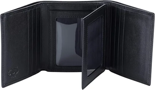 Stealth Mode Cartera de cuero triple RFID para hombres con soporte de identificación abatible (negro)