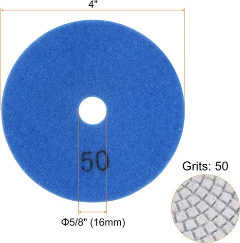 Miniatura 2 de HARFINGTON 5 almohadillas de pulido de diamante de 4 "Grits 50 almohadillas de pulido húmedo/seco para piedra hormigón mármol encimera cuarzo