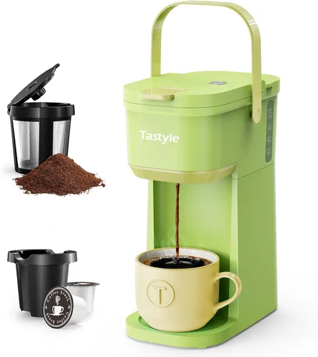 Miniatura 12 de Tastyle Cafetera de Una Sola Porción de Una Taza, para Cápsulas K y Café Molido, Mini Cafetera con Mango Portátil, Tamaño de Preparación de 6 a 12