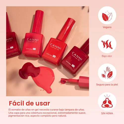Miniatura 5 de CANNI 30 piezas de 9 ml de kit de esmalte de uñas de gel sin hema, kit de esmalte de uñas de gel de color rojo oscuro, rosa intenso, púrpura
