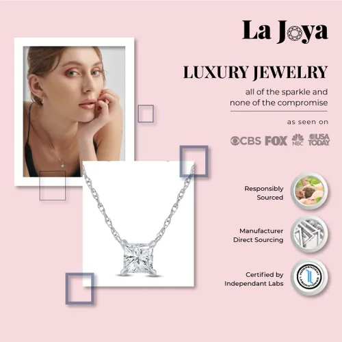 Miniatura 27 de La Joya Collares de diamantes de 1 quilate para mujer Collar de diamante solitario cultivado en laboratorio GH VS/SI Cadena de oro macizo
