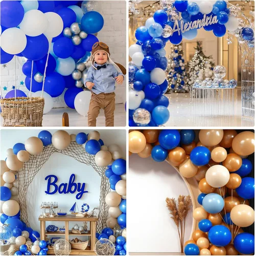 Miniatura 7 de Rubfac - Globos azul rey, 129 unidades, diferentes tamaños, 18, 12, 10 y 5 pulgadas para arco de guirnalda, decoración de cumpleaños azul, baby Azul