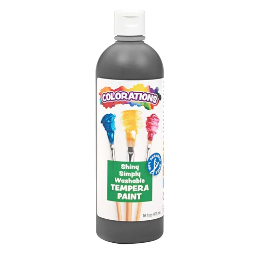 Colorations Pintura lavable con efecto metálico, 16 onzas líquidas, negro, no tóxico, vibrante, atrevido, pintura para niños, manualidades,