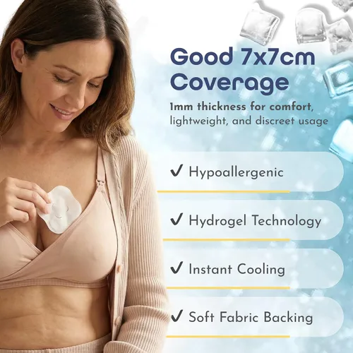 Miniatura 5 de First Days Maternity - Almohadillas de hidrogel para pezones doloridos, alivio instantáneo de enfriamiento, adecuadas para todo