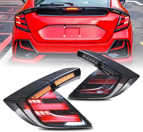 Miniatura 10 de HCmotion Luces traseras LED ensambladas para Honda Civic 10Th Gen Tipo R Hatchback FK7 FK8 2016-2021 Lámpara trasera con señal secuencial, LED DRL