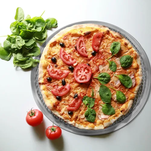 Miniatura 8 de SHERCHPRY Red de aluminio de la bandeja de la hornada de la pizza de 11 pulgadas de la malla perforada antiadherente de la pantalla para el uso